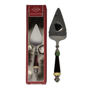 Lenox Holiday Gatherings Cake Server Christmas Holiday Table Beaded Handle NEW